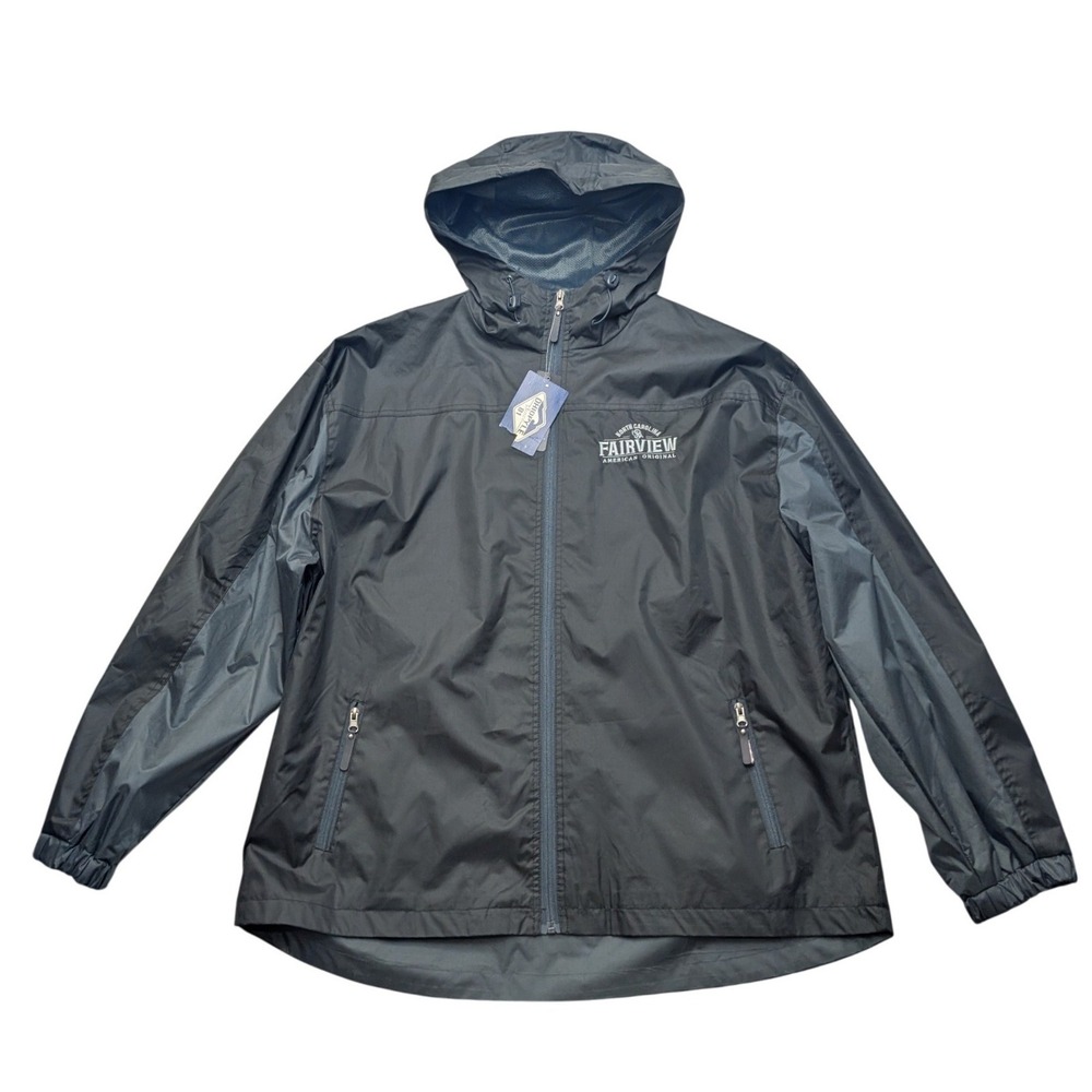 NWT Since 1981 Windbreaker Mens XL Black Fairview North Carolina Hooded 5613